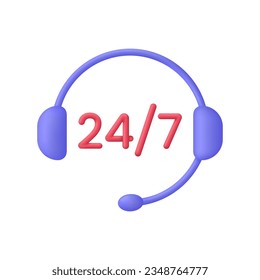 3D Call center. Support service icon, customer consultation hotline, call center help. Trendy and modern vector in 3d style.