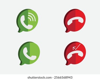 3D Call icon set illustration  receive and rejectoption . telephone sign and symbol. phone icon.
