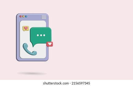 3D call out shape icon on smartphone screen with telephone activity