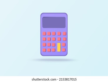 3d calutator on soft green pastel background. Shopping online, sale, promotion, discount. Minimal cartoon icon. Vector illustration