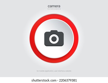 3d Camera icon symbol push button. Photograph sign. Photo icon. Cam sign. Take a picture symbol for mobile app, website, UI UX