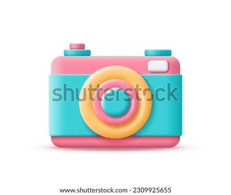 3D camera vector icon. Photo camera render. Concept technology and snapshot photography. 3d rendering realistic camera illustration