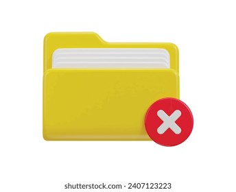 3d cancel file folder icon vector illustration