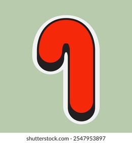 3D Candy Cane Christmas Box Shape. Sixth Style Label Icon. High Quality Vector Icon. Editable Vector