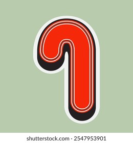 3D Candy Cane Christmas Box Shape. Ninth Style Label Icon. High Quality Vector Icon. Editable Vector