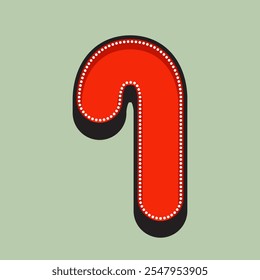 3D Candy Cane Christmas Box Shape. Third Style Label Icon. High Quality Vector Icon. Editable Vector