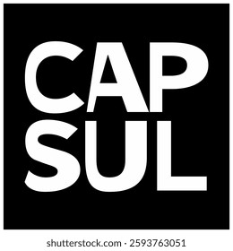 3d CAPSUL Text Vector, app logo design, black background.