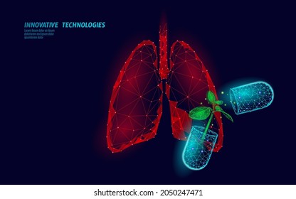 extracto orgánico esencial de la cápsula 3D. Suplemento de pulmones de gripe fría. Plantilla de póster vitamínico de medicina sanitaria. Reparación alternativa tratamiento antibiótico ilustración vectorial