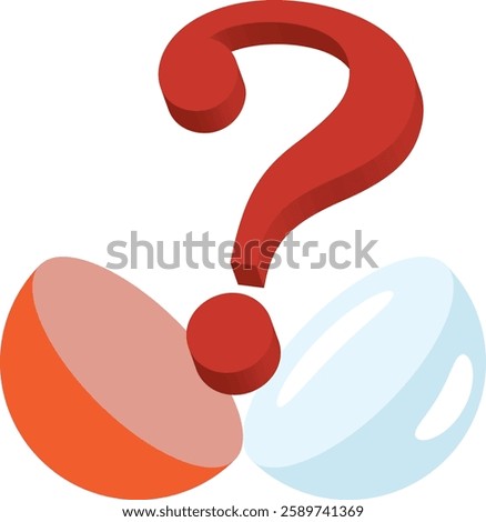 3D Capsule and Red Question Mark – Medical, Health, Gacha, and Mystery