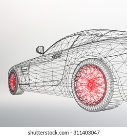 3d Car Model. Sports Car. The Image Of A Sports Car On A White Background.