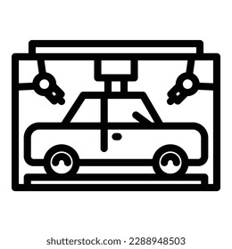 3d car printing stand icon outline vector. Printer design. Print vehicle