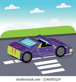 Auto 3D que avanza por la calle