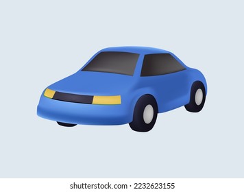 3D car. Taxi or cuty car. Urban, city cars and vehicles transport vector 3D icon. Car automobile render illustration. Business sedan isolated. car sharing service