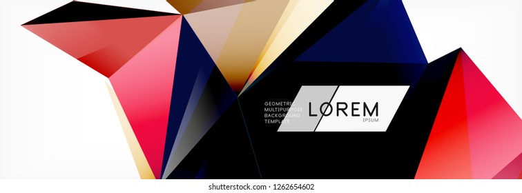 3d card on light backdrop. Abstract triangle pattern. Futuristic vector geometric background.