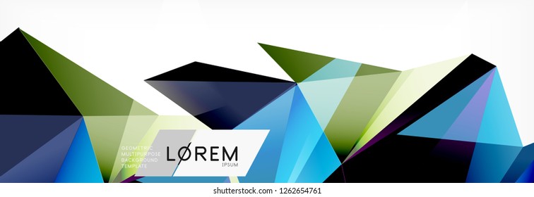3d card on light backdrop. Abstract triangle pattern. Futuristic vector geometric background.
