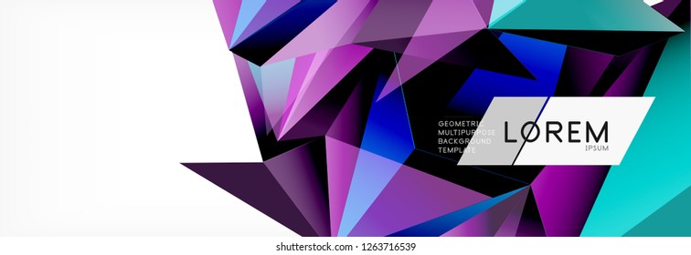 3d card on light backdrop. Abstract triangle pattern. Futuristic vector geometric background.