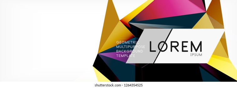3d card on light backdrop. Abstract triangle pattern. Futuristic vector geometric background.