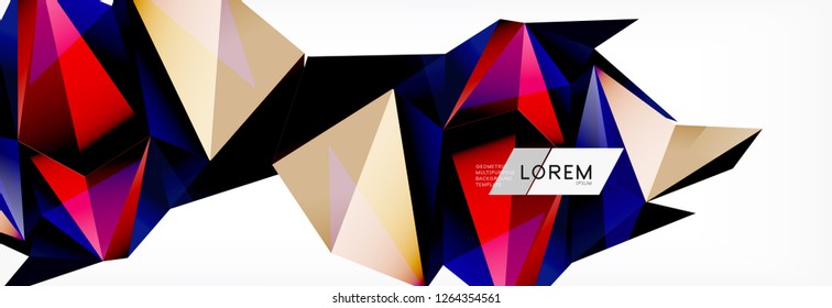 3d card on light backdrop. Abstract triangle pattern. Futuristic vector geometric background.