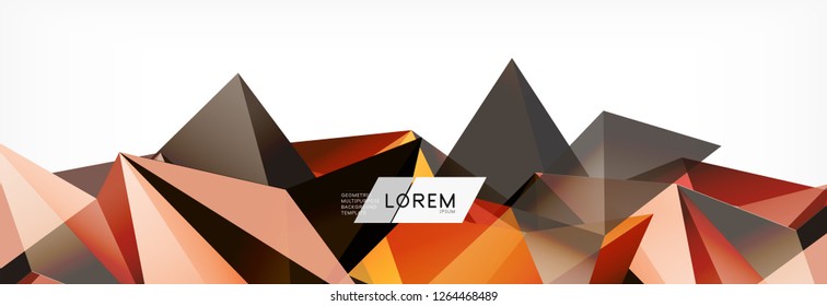 3d card on light backdrop. Abstract triangle pattern. Futuristic vector geometric background.