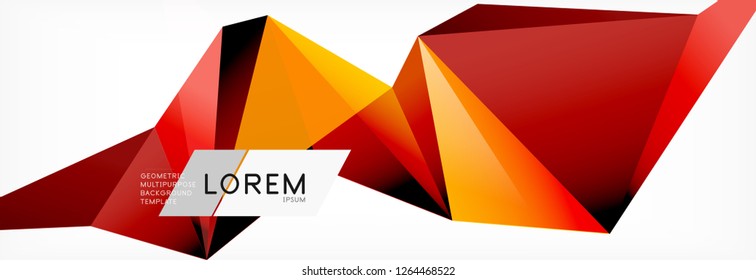 3d card on light backdrop. Abstract triangle pattern. Futuristic vector geometric background.