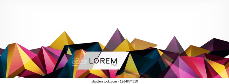 3d card on light backdrop. Abstract triangle pattern. Futuristic vector geometric background.