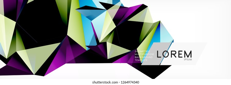 3d card on light backdrop. Abstract triangle pattern. Futuristic vector geometric background.