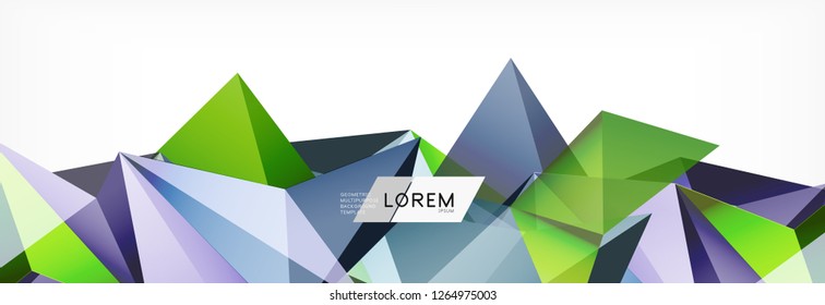 3d card on light backdrop. Abstract triangle pattern. Futuristic vector geometric background.