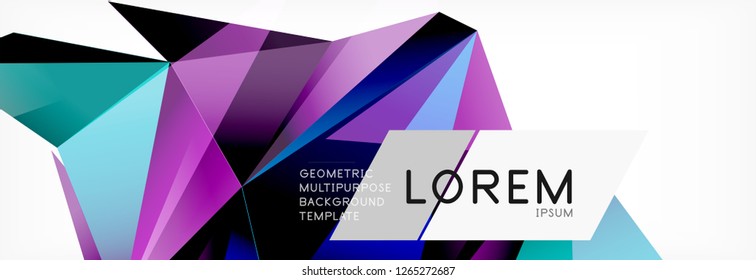 3D-Karte auf hellem Hintergrund. Abstraktes Dreiecksmuster. Futuristische, geometrische Vektorhintergründe.