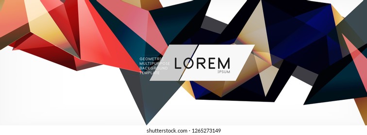 3d card on light backdrop. Abstract triangle pattern. Futuristic vector geometric background.