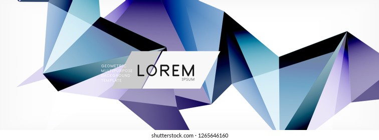 3d card on light backdrop. Abstract triangle pattern. Futuristic vector geometric background.