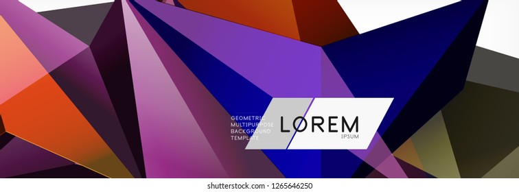3d card on light backdrop. Abstract triangle pattern. Futuristic vector geometric background.