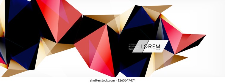 Tarjeta 3d sobre fondo de luz. Patrón triangular abstracto. Fondo geométrico vectorial futurista.