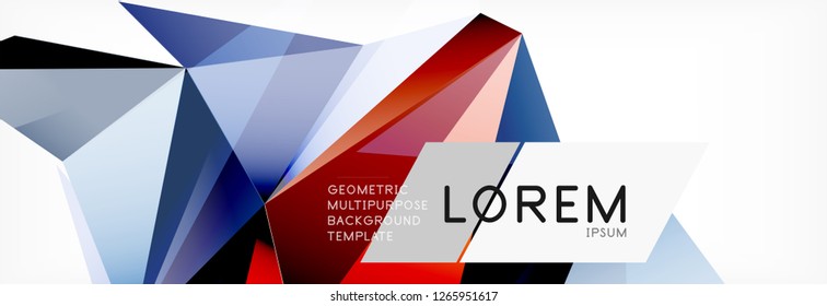 3d card on light backdrop. Abstract triangle pattern. Futuristic vector geometric background.