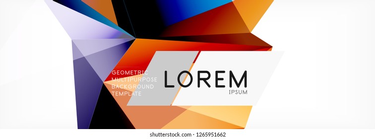 3d card on light backdrop. Abstract triangle pattern. Futuristic vector geometric background.