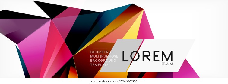 3d card on light backdrop. Abstract triangle pattern. Futuristic vector geometric background.