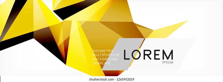 3d card on light backdrop. Abstract triangle pattern. Futuristic vector geometric background.