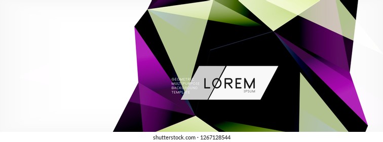 3d card on light backdrop. Abstract triangle pattern. Futuristic vector geometric background.