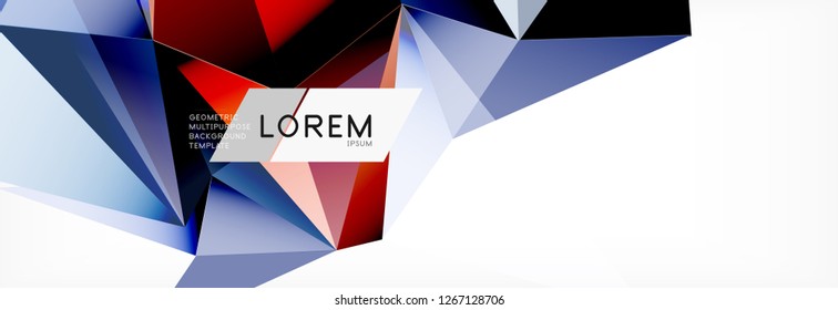 3d card on light backdrop. Abstract triangle pattern. Futuristic vector geometric background.