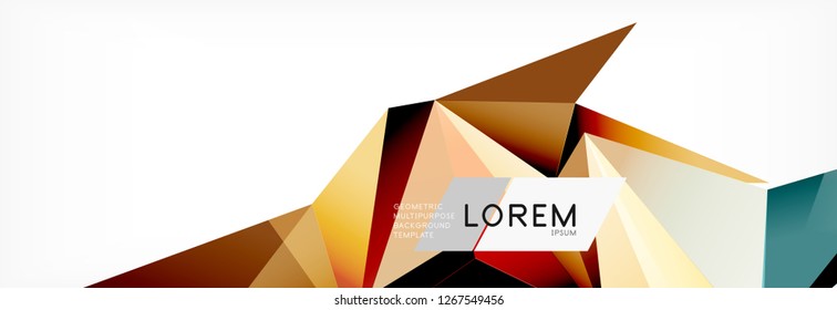 3d card on light backdrop. Abstract triangle pattern. Futuristic vector geometric background.
