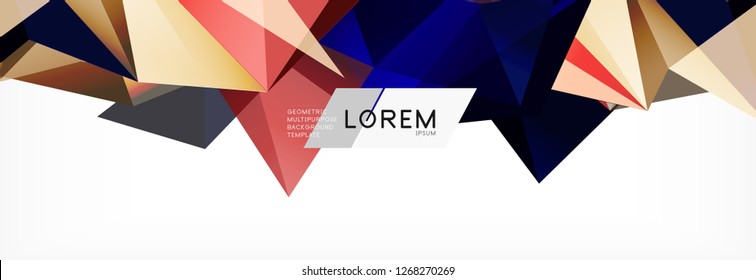 3d card on light backdrop. Abstract triangle pattern. Futuristic vector geometric background.
