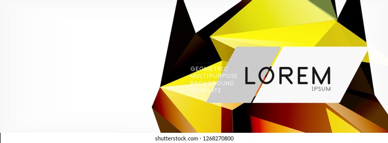 3d card on light backdrop. Abstract triangle pattern. Futuristic vector geometric background.