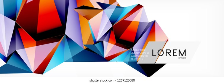 3d card on light backdrop. Abstract triangle pattern. Futuristic vector geometric background.