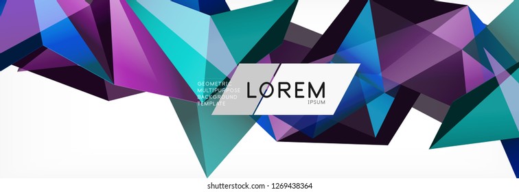 3d card on light backdrop. Abstract triangle pattern. Futuristic vector geometric background.