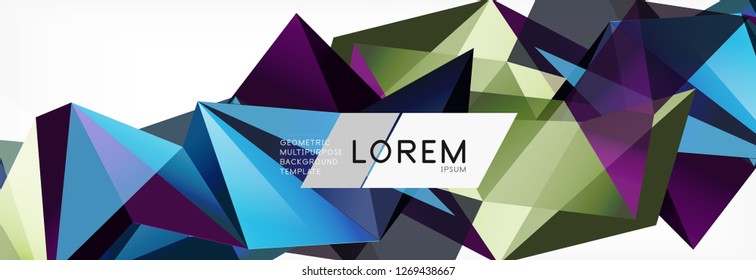 Tarjeta 3d sobre fondo de luz. Patrón triangular abstracto. Fondo geométrico vectorial futurista.