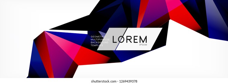 3d card on light backdrop. Abstract triangle pattern. Futuristic vector geometric background.
