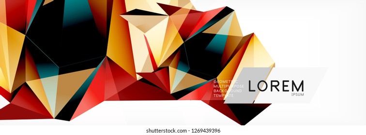 3D-Karte auf hellem Hintergrund. Abstraktes Dreiecksmuster. Futuristische, geometrische Vektorhintergründe.