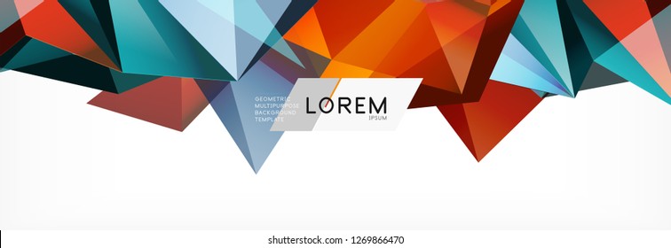 3d card on light backdrop. Abstract triangle pattern. Futuristic vector geometric background.