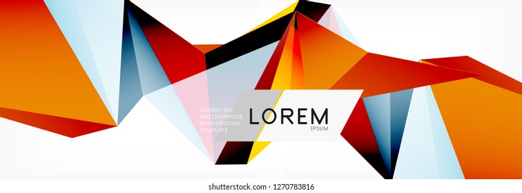 3d card on light backdrop. Abstract triangle pattern. Futuristic vector geometric background.