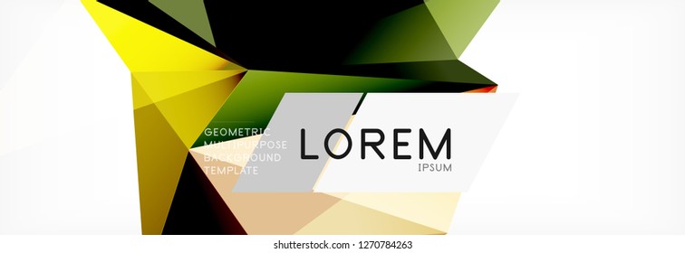 3d card on light backdrop. Abstract triangle pattern. Futuristic vector geometric background.