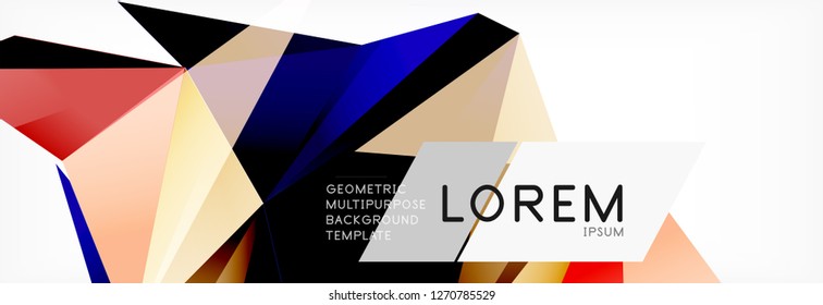 3d card on light backdrop. Abstract triangle pattern. Futuristic vector geometric background.